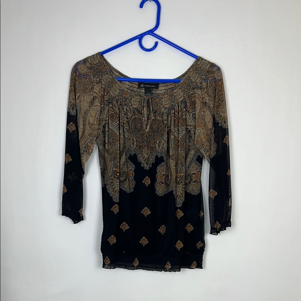 INC International Concepts Elegant Black and Brown Women's Top S